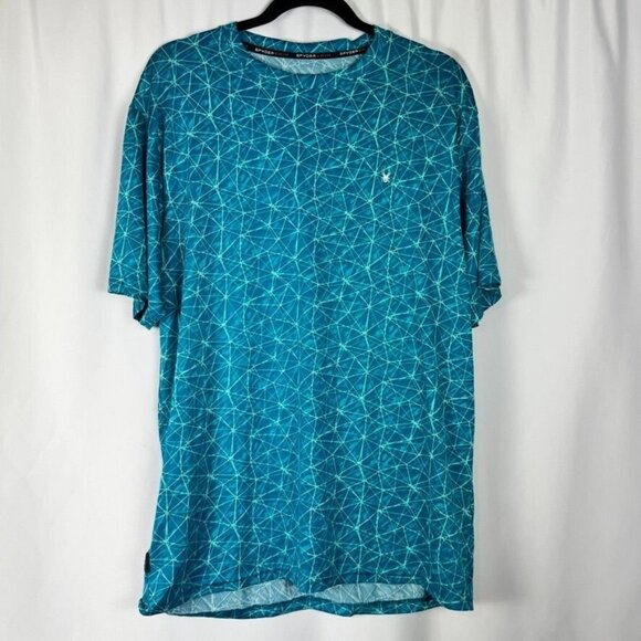 Spyder Blue Rash Guard Swim Shirt Sun Protection UPF 30 Wicking Quick Dry L - Picture 1 of 10